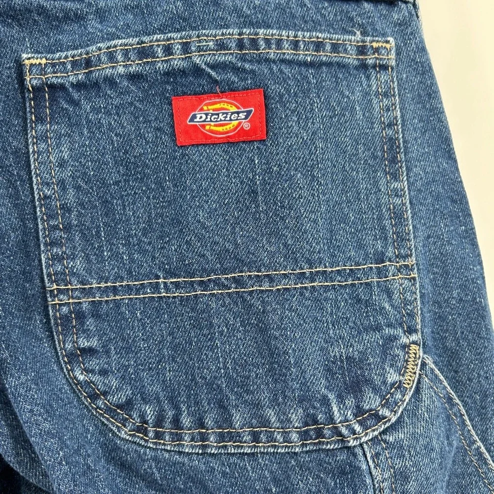 Dickies Mens Carpenter Jeans 36x34 Dark Wash Blue Denim Work Pants Utility Heavy